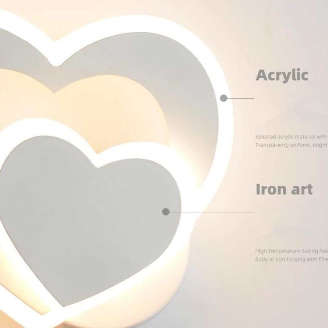 Đèn Tường Hình Trái Tim 3 Chế Độ Sáng Lãng Mạn Và Hiện Đại