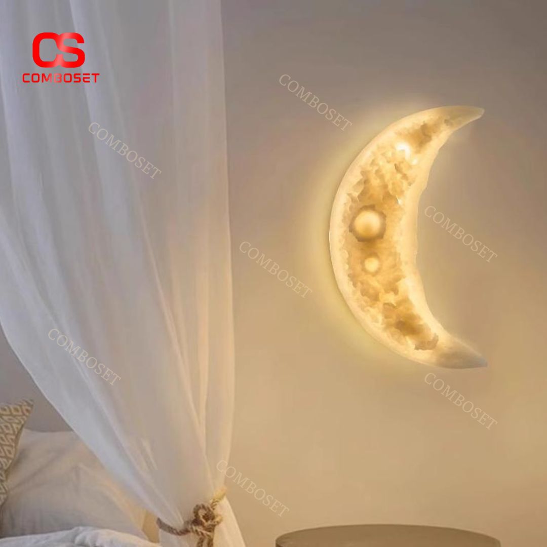 Đèn Tường Hình Trăng Khuyết Decor Nghệ Thuật 3 Màu Ánh Sáng Dịu Nhẹ Cho Phòng Ngủ