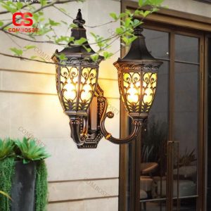 Đèn Tường Ngoài Trời Cổ Điển Đôi Đầu Ánh Sáng Vàng Tạo Không Gian Ấm Cúng