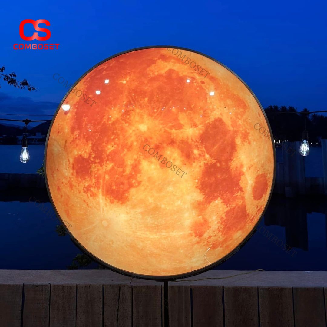 Đèn Tường Trăng Bạt Tròn Màu Cam, Trắng 3 Chế Độ Sáng Decor Biệt Thự, Sân Vườn Ban Công, Quán Cafe