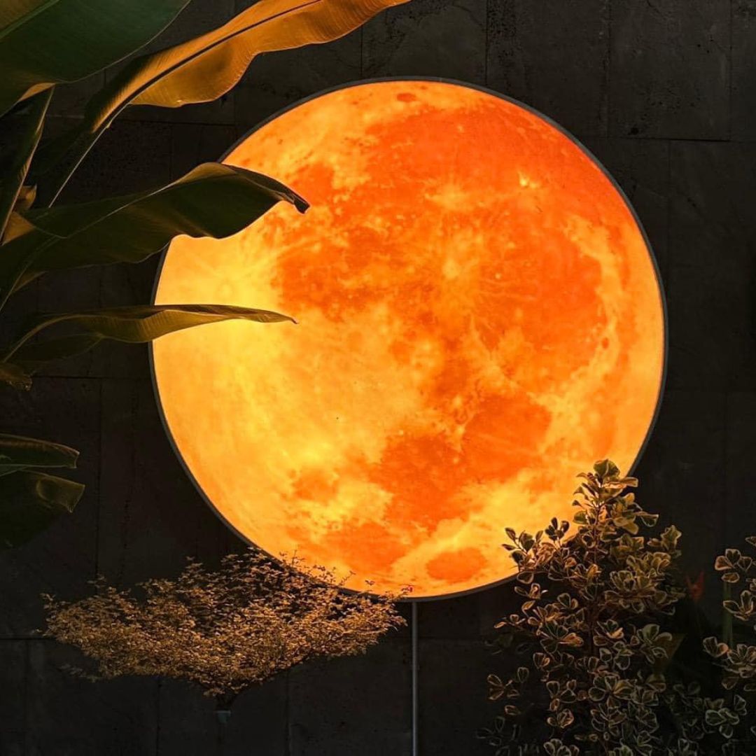Đèn Tường Trăng Bạt Tròn Màu Cam, Trắng 3 Chế Độ Sáng Decor Biệt Thự, Sân Vườn Ban Công, Quán Cafe