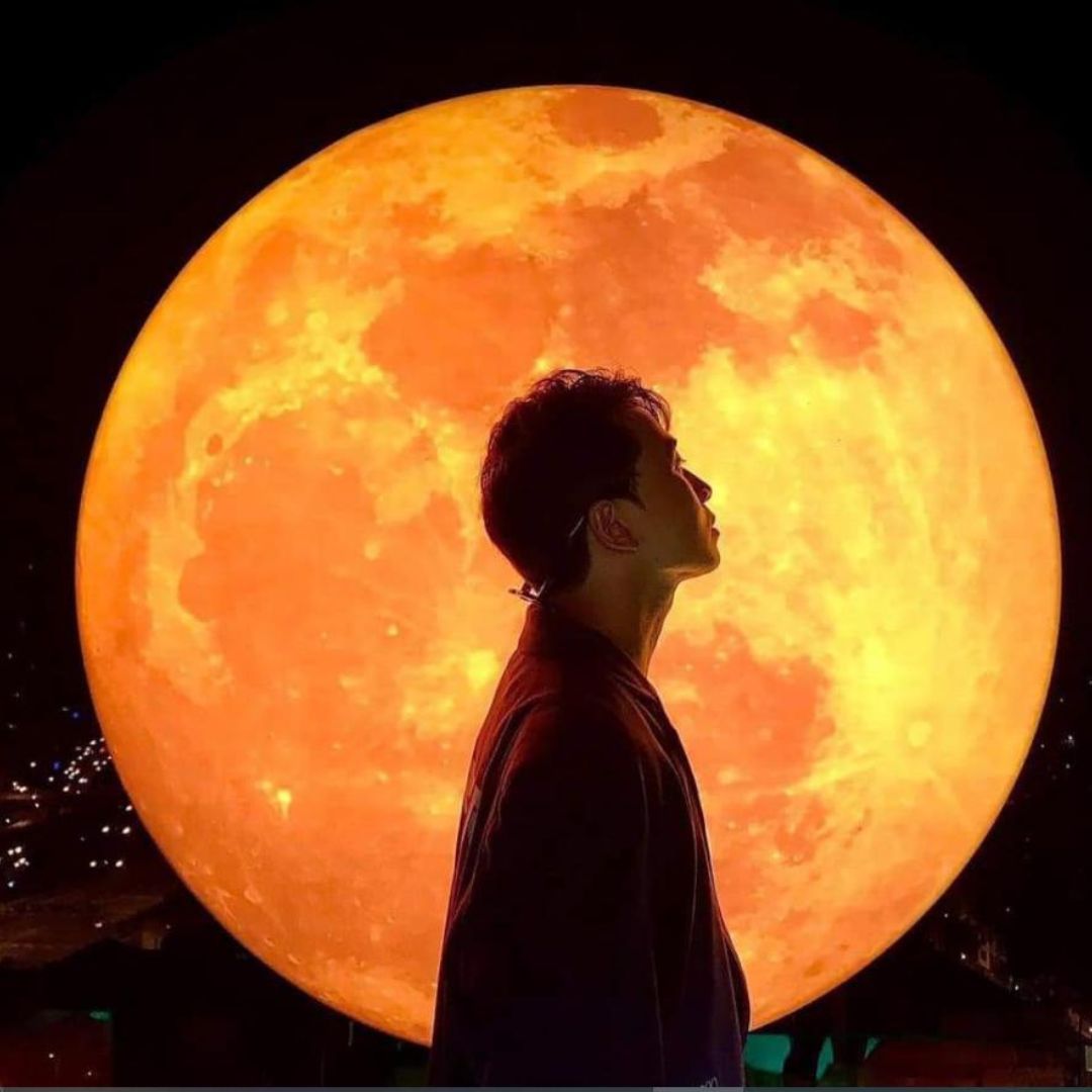 Đèn Tường Trăng Bạt Tròn Màu Cam, Trắng 3 Chế Độ Sáng Decor Biệt Thự, Sân Vườn Ban Công, Quán Cafe