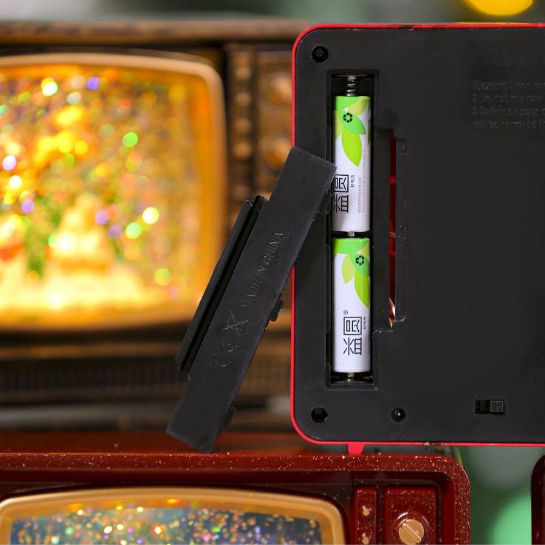 Đèn TV Mini Giáng Sinh Cổ Điển Có Đèn LED Và Cảnh Ông Già Noel Trang Trí Nhà