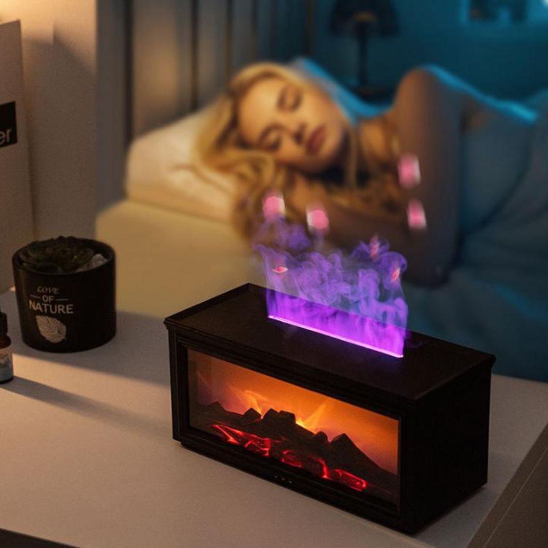 Đèn Xông Tinh Dầu Hình Lò Sưởi 3D Mới Lạ Nhiều Chế Độ Sáng Trang Trí Phòng Khách, Phòng Ngủ