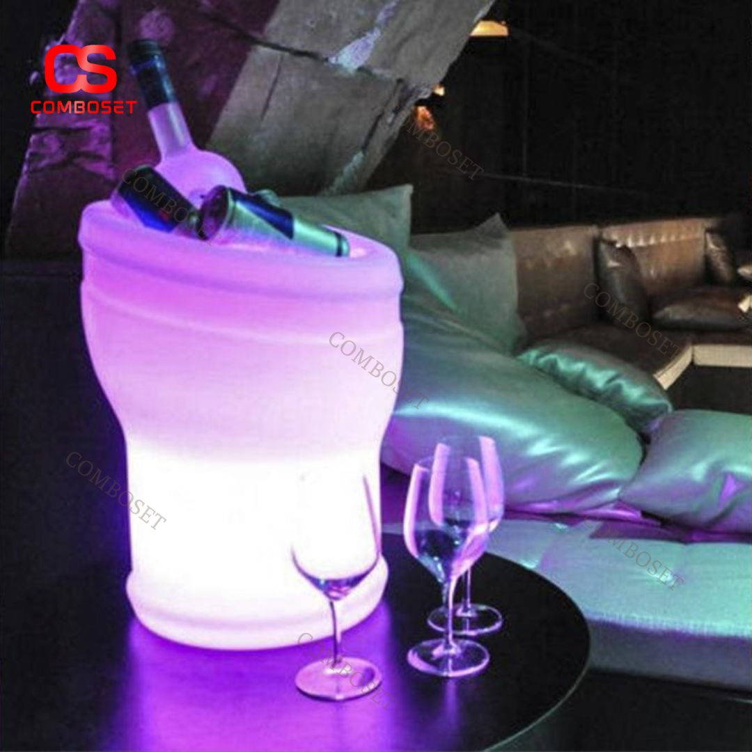 Xô Đựng Đá Đèn Led 16 Màu Dạ Quang Chống Nước Trang Trí Sân Vườn Và Nhà Hàng