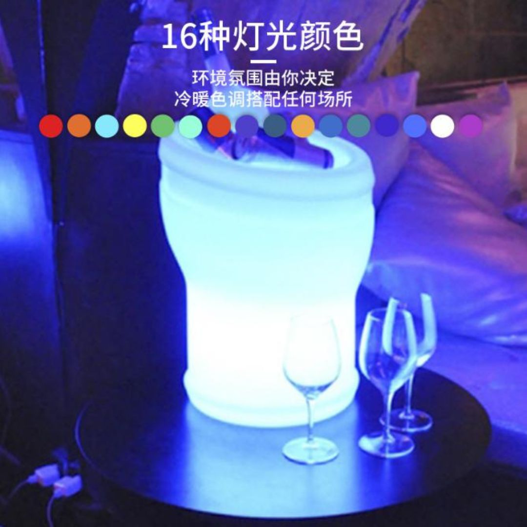 Xô Đựng Đá Đèn Led 16 Màu Dạ Quang Chống Nước Trang Trí Sân Vườn Và Nhà Hàng