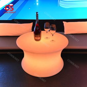 Bàn LED Tròn Thắt Lưng Hiện Đại Chống Nước, Nắng Mưa Năng Lượng Mặt Trời Decor Ban Công, Sân Thượng