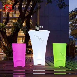 Bộ Bàn Ghế LED Cocktail Bằng Nhựa Kiểu Dáng Cao Trang Trí Sân Thượng Màu sắc