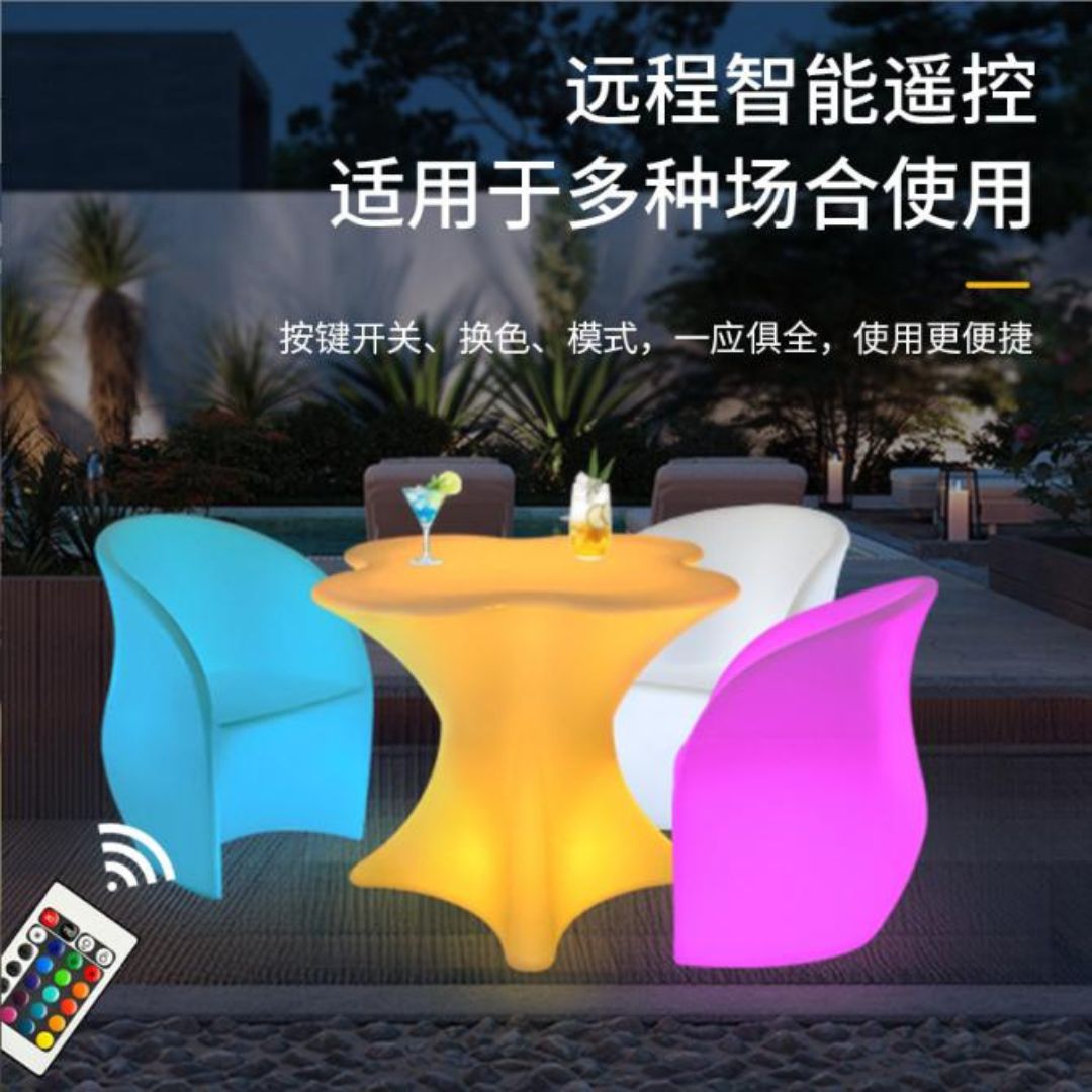 Bộ Bàn Ghế LED Hình Bông Hoa Nhựa Chống Nắng Mưa Trang Trí Sân Vườn Hiện Đại