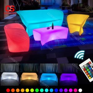 Bộ Bàn Ghế LED Hình Vỏ Sò Chuyển Đổi 16 Màu RGB Rực Rỡ Cho Không Gian Ngoại Cảnh