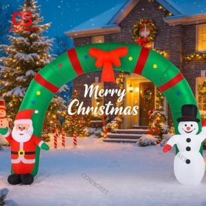 Cổng Bơm Hơi Noel 3D Santa, Người Tuyết Cao 2m5 Ngang 3m3 Cho Không Gian Kinh Doanh