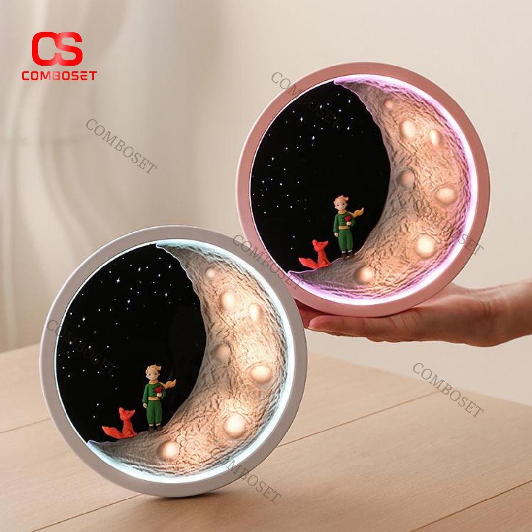 Đèn Bàn Hoàng Tử Bé Và Trăng Nhân Vật Hoạt Hình Dễ Thương Loa Bluetooth, Cổng Sạc USB, Làm Quà Tặng