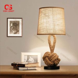 Đèn Bàn Nút Thắt Dây Thừng Ánh Sáng Vàng Ấm Áp Cho Không Gian Quán Cafe, Phòng Trà