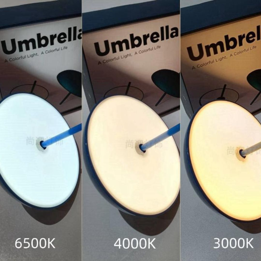 Đèn Bàn Ô Dù Nhiều Màu Có Móc Treo 3 Chế Độ Sáng, Công Tắc Cảm Ứng, Cổng Sạc USB