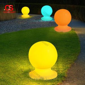 Đèn Cầu Nhựa PE Năng Lượng Mặt Trời Thiết Kế Hiện Đại, Chống Nước Sân Vườn, Ngoại Cảnh