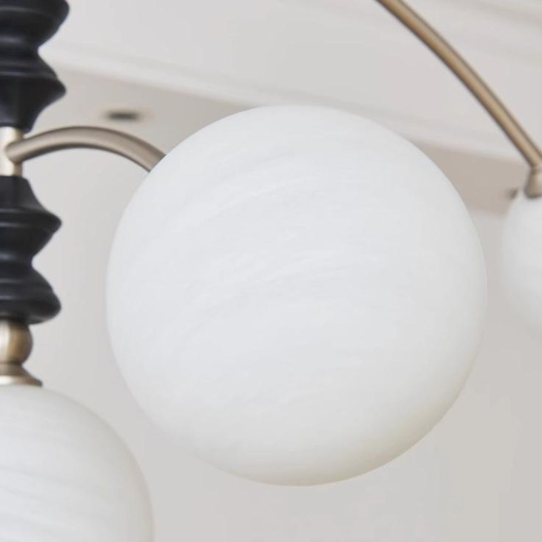 Đèn Chùm 5 Bóng Cổ Điển Thiết kế Vòng Cung Sáng Tạo, 3 Chế Độ Sáng Cho Phòng Khách, Phòng Trà