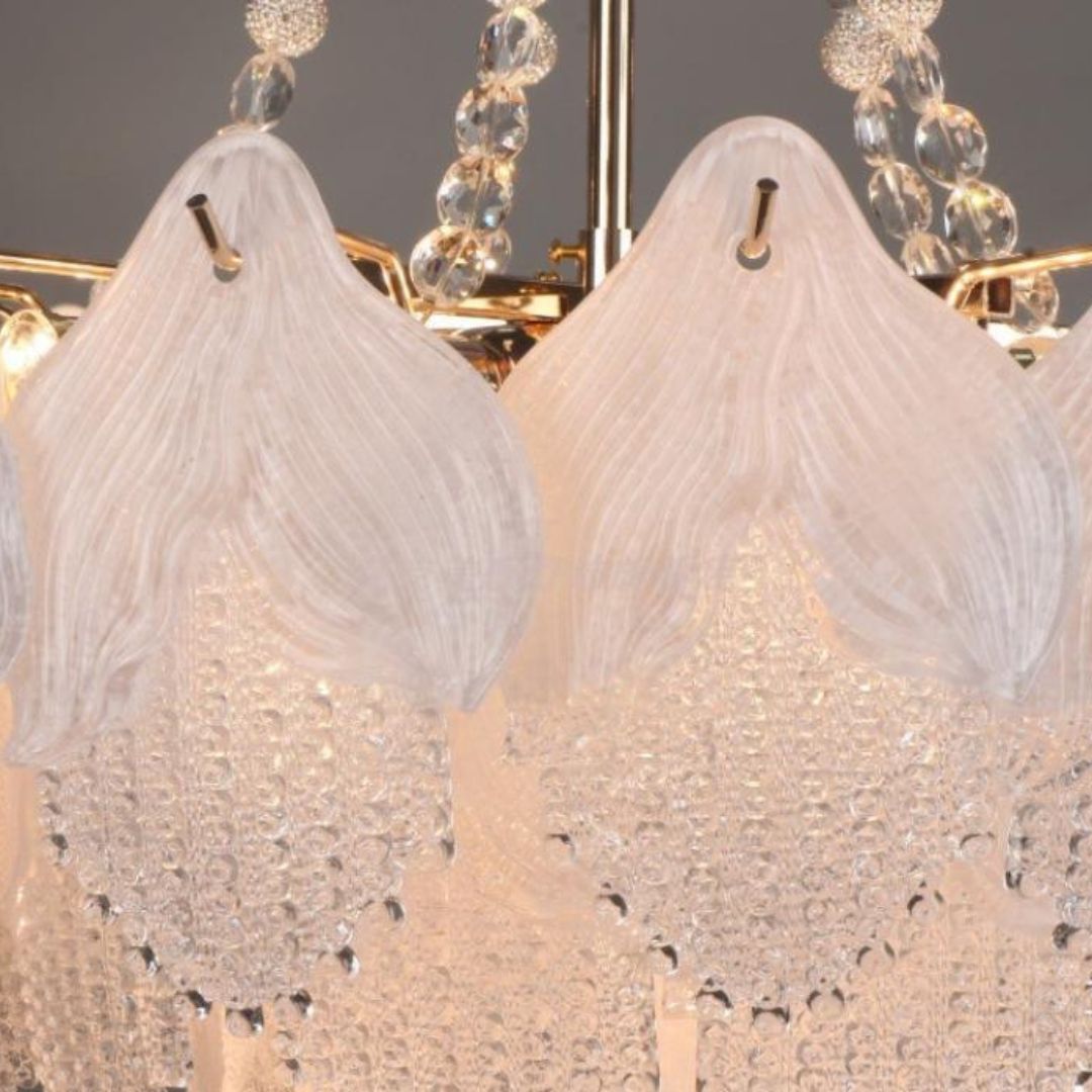 Đèn Chùm Cánh Hoa Thủy Tinh Nhiều Màu Lãng Mạn Decor Khách Sạn, Phòng Ngủ