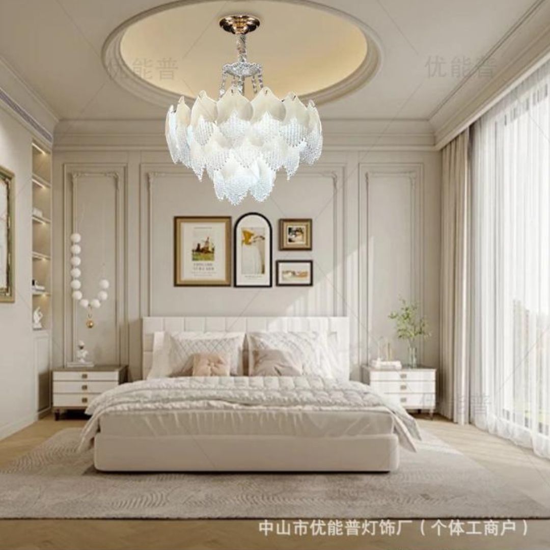 Đèn Chùm Cánh Hoa Thủy Tinh Nhiều Màu Lãng Mạn Decor Khách Sạn, Phòng Ngủ