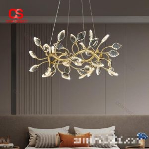 Đèn Chùm Cành Lá Pha Lê Thiết Kế Cao Cấp Cho Biệt Thự