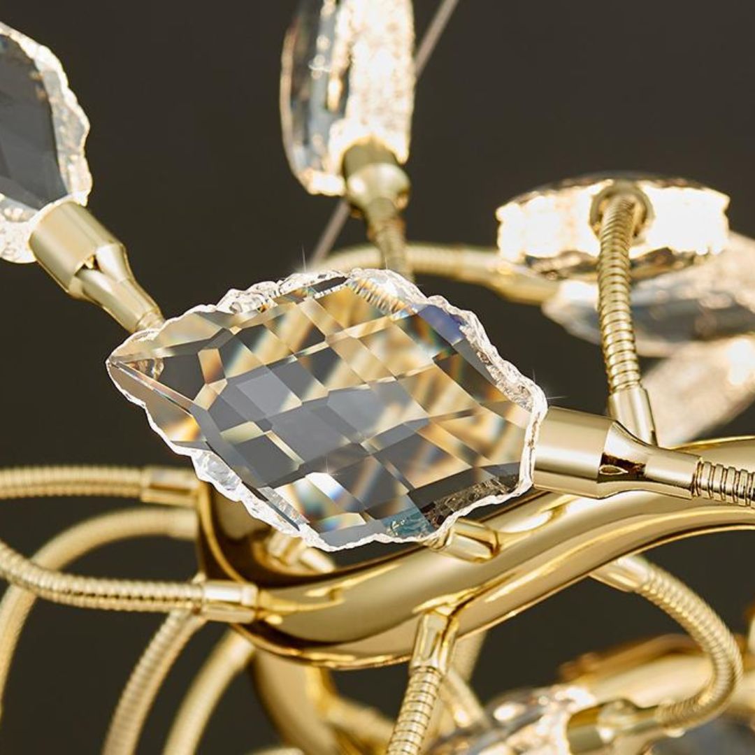 Đèn Chùm Cành Lá Pha Lê Thiết Kế Cao Cấp Cho Biệt Thự