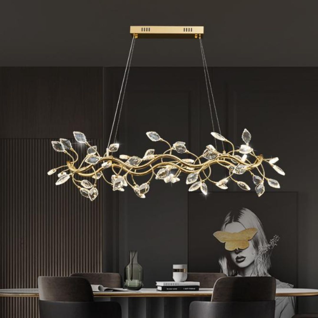 Đèn Chùm Cành Lá Pha Lê Thiết Kế Cao Cấp Cho Biệt Thự