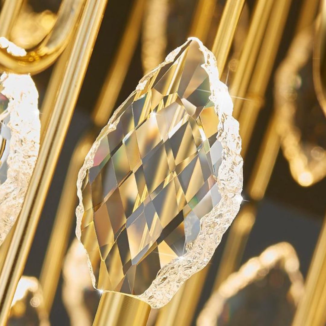 Đèn Chùm Cao Cấp Kim Loại Mạ Vàng Thiết Kế Tầng Rủ Sang Trọng Cho Biệt Thự