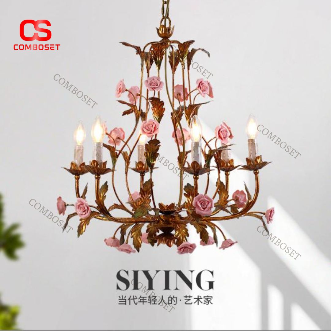 Đèn Chùm Hoa Gốm Cao Cấp 3 Chế Độ Sáng Ánh Sáng 3 Chế Độ Chuẩn Resort 5 Sao