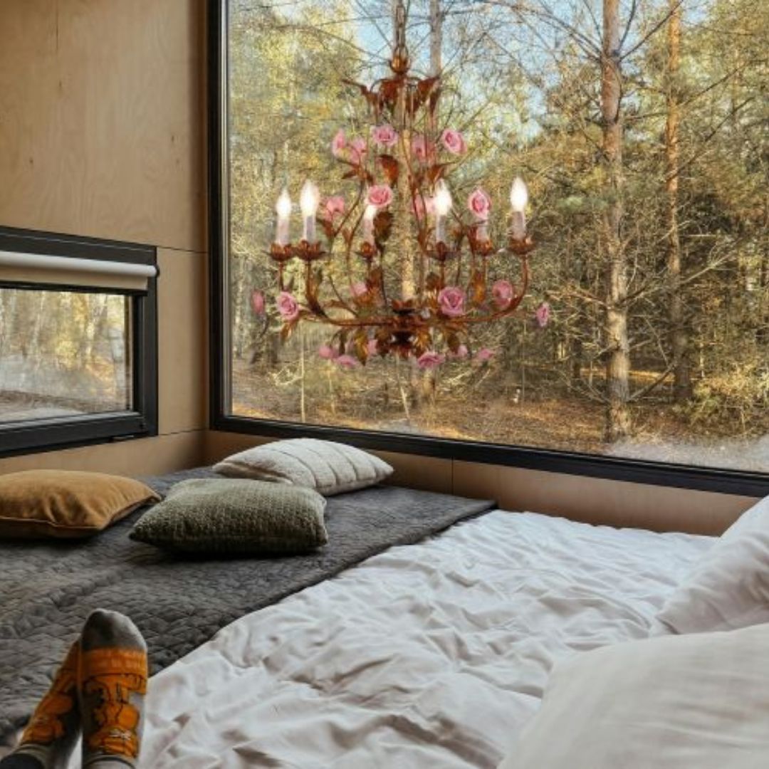 Đèn Chùm Hoa Gốm Cao Cấp 3 Chế Độ Sáng Ánh Sáng 3 Chế Độ Chuẩn Resort 5 Sao