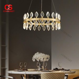 Đèn Chùm Pha Lê Mạ Vàng 3 Chế Độ Sáng Thiết Kế Hoàn Mỹ Cho Nhà Phố & Biệt Thự