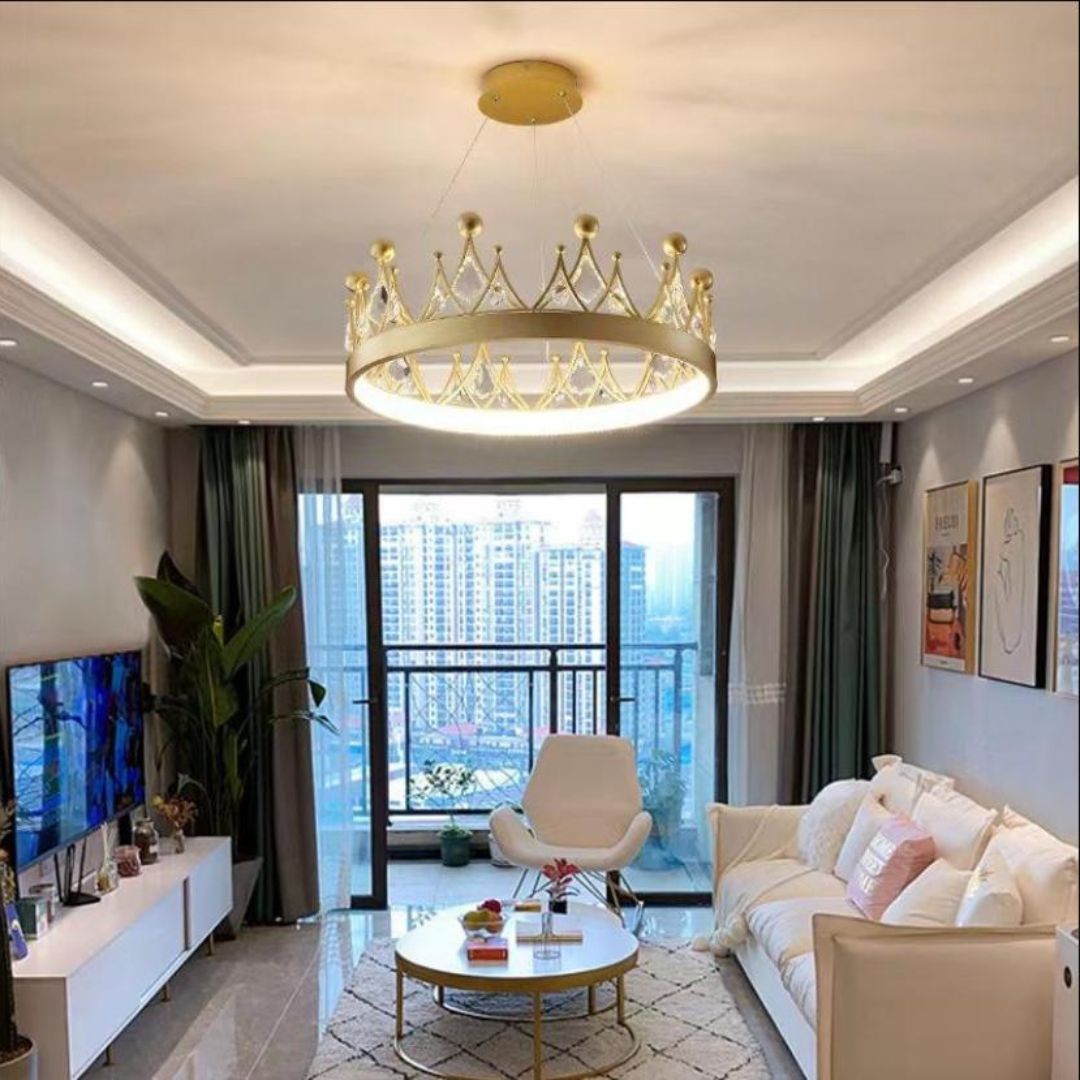 Đèn Chùm Pha Lê Vương Miện Luxury 3 Chế Độ Sáng Tôn Vinh Không Gian Quý Tộc