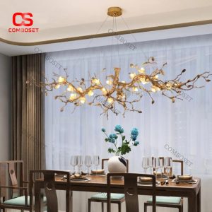 Đèn Chùm Thủy Tinh Cành Cây Nghệ Thuật Tinh Tế Cho Không Gian Á Đông