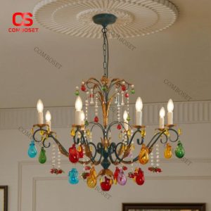 Đèn Chùm Trái Cây Thủy Tinh Màu Sắc 3 Chế Độ Sáng Nội Thất Vintage Thời Thượng