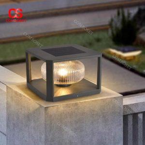 Đèn Cột Năng Lượng Mặt Trời Thiết Kế Kim Loại Sang Trọng, Ánh Sáng Vàng Decor Cổng Nhà, Lối Đi