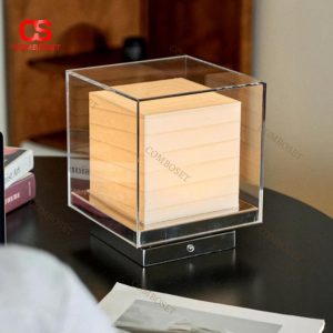 Đèn Hình Lập Phương Kính Thiết Kế Nghệ Thuật Cho Phòng Khách, Phòng Ngủ Ánh Sáng Ấm