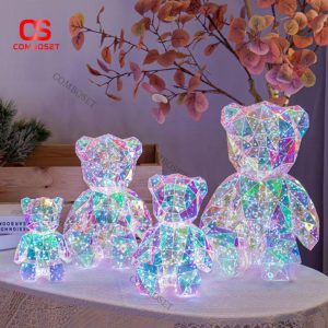 Đèn LED Gấu Đa Giác Phát Sáng Cho Nhà Cửa & Quán Café, Làm Quà Tặng Sinh Nhật