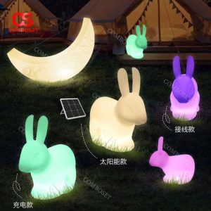 Đèn LED Sân Vườn Con Thỏ Nhựa Nguyên Khối Chống Nước Trang Trí Bãi Cỏ, Công Viên