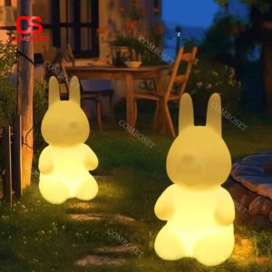 Đèn LED Thỏ Hoạt Hình Năng Lượng Mặt Trời Decor Ngoại Cảnh, Bãi Cỏ Công Viên Nhiều Màu