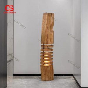 Đèn Sàn Gỗ Nguyên Khối Ánh Sáng Khe Rãnh Trang Trí Nội Thất Cao Cấp, Phòng Trà