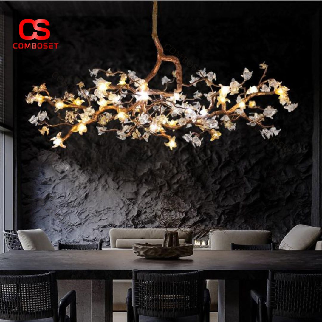 Đèn Thả Hoa Loa Kèn Thủy Tinh Thủ Công Tinh Xảo Phù Hợp Nhà Phố Và Biệt Thự