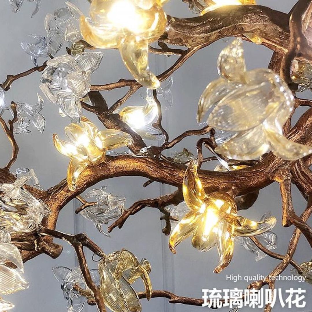 Đèn Thả Hoa Loa Kèn Thủy Tinh Thủ Công Tinh Xảo Phù Hợp Nhà Phố Và Biệt Thự