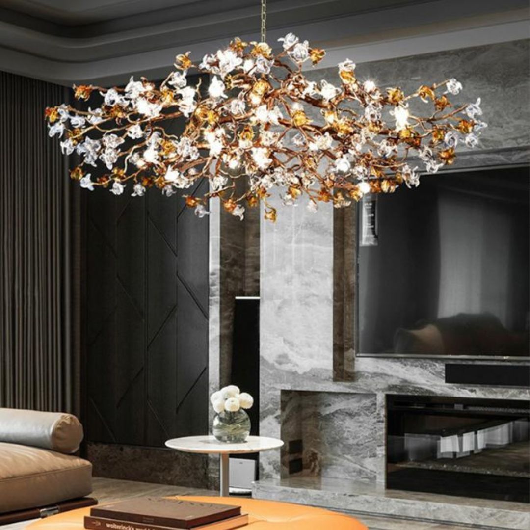 Đèn Thả Hoa Loa Kèn Thủy Tinh Thủ Công Tinh Xảo Phù Hợp Nhà Phố Và Biệt Thự