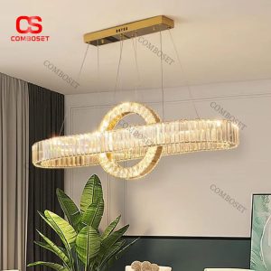 Đèn Thả Pha Lê Vòng Đôi Nghệ Thuật 3 Chế Độ Sáng Cho Không Gian Hiện Đại