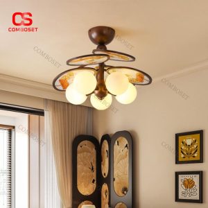 Đèn Trần Cổ Điển Họa Tiết Lá 3 Chế Độ Sáng Mang Vẻ Đẹp Thanh Lịch Tự Nhiên