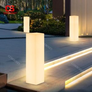 Đèn Trụ Vuông Ngoại Thất Bằng Nhựa PE Cao Cấp, Kèm Remote Cho Không Gian Sang Trọng