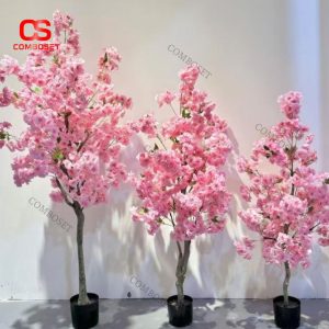 Cây Hoa Anh Đào Giả Sắc Hồng Tạo Không Gian Xuân Mơ Màng Nghệ Thuật