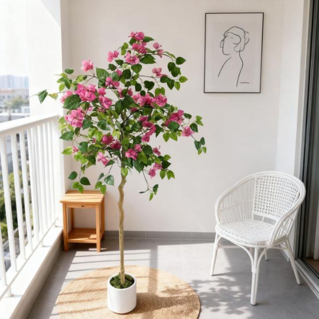 Cây Hoa Giấy Giả Trang Trí Tết Màu Hồng, Đỏ Mang Không Khí Xuân Tươi