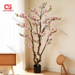 Cây Hoa Mộc Lan Giả Sắc Hồng Dáng Tự Nhiên Trang Trí Sang Trọng