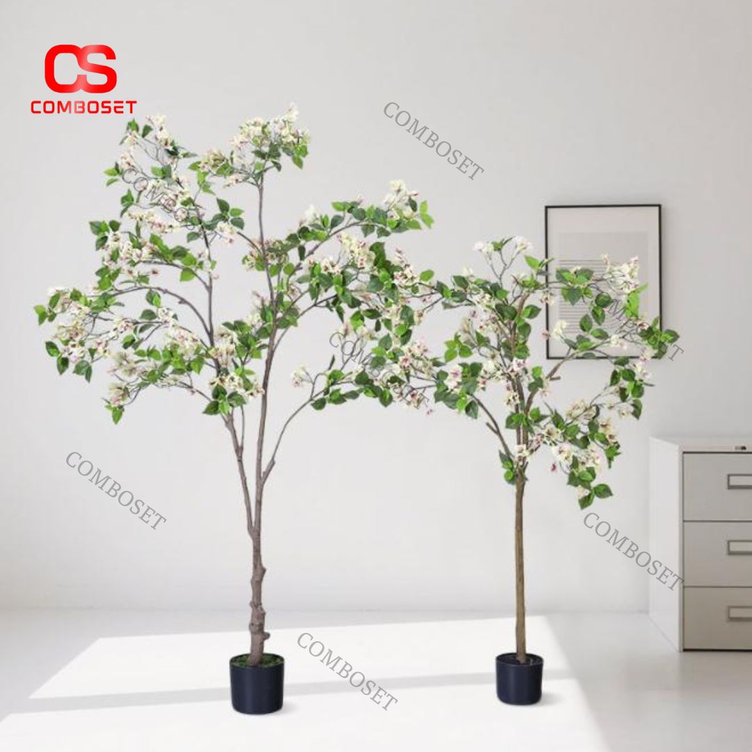 Cây Hoa Trắng Giả Trang Trí Căn Hộ Studio Phong Cách Hiện Đại, Ngày Tết