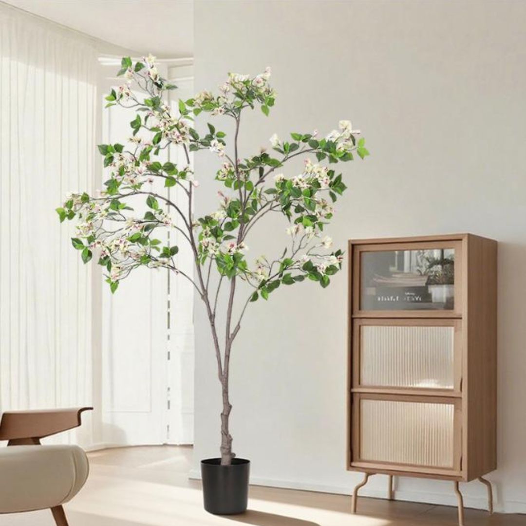 Cây Hoa Trắng Giả Trang Trí Căn Hộ Studio Phong Cách Hiện Đại, Ngày Tết