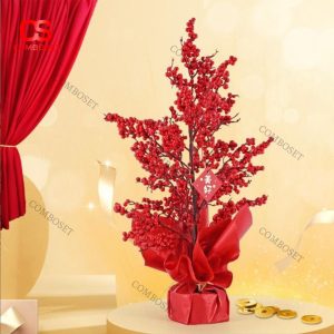 Cây Quả Đỏ Trang Trí Tết Phong Thủy Cao Cấp Mang Lộc Phát Tài